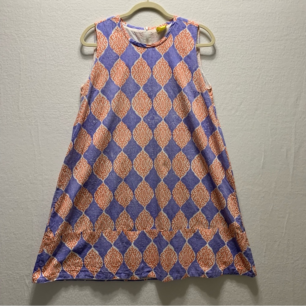 Roberta Roller Rabbit A-line dress women’s medium Blue orange paisley print